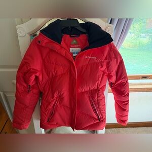 COLUMBIA Small Women Down Fur Hood Winter Ski Jacket Coat Omni-Heat-Shield Puffe